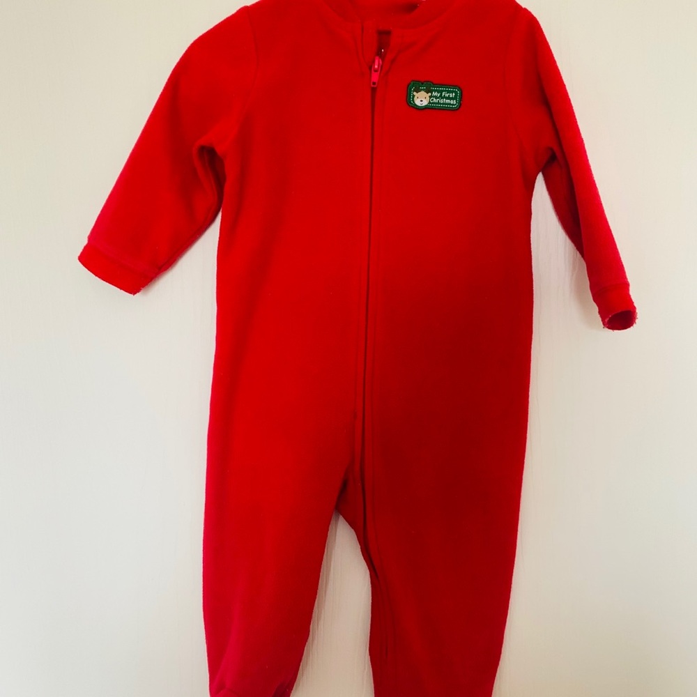My first Christmas baby boy footie